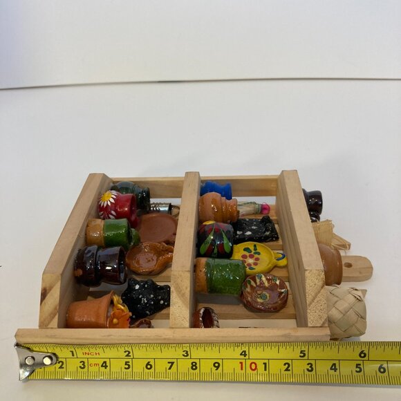 Handmade Mexican Miniature Pottery Basket Mug Kitchen Diorama Wall Decoration - Picture 8 of 8